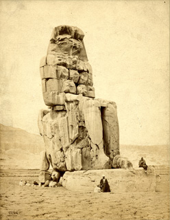 Good, F. M., The Theban west bank, the Memnon Colossi (c.1860 [Estimated date.]) (Enlarged image size=55Kb)